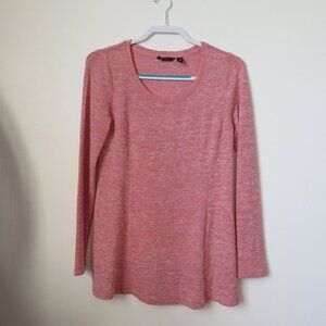 H By Halston Heathered Pink Long Sleeve Stretchy Tunic Blouse Size XS